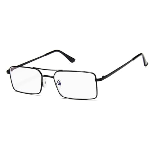 Vintage Rechteckige Sonnenbrille Damen Metall Brille Steampunk Lady Shades Spiegel UV400, Schwarz Klar, BH01 von KTUCN