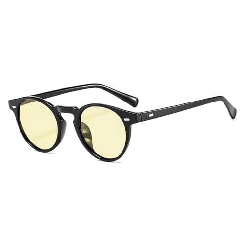 Vintage Runde Sonnenbrille Herren Damen Mode Schwarz Leopard Grün Shades Anti-Blaulicht Brille Trendy Klare Brille,6,BH01 von KTUCN