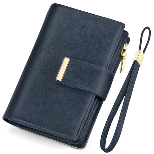 KTUEOV Geldbörse Damen Leder Portemonnaie mit RFID Blockierung Geldbeutel Damen Groß Portmonee Frauen Clutch Geldtasche Damen Vielen Kartenfächern, Zipper Münzfach Abnehmbare Handschlaufe von KTUEOV