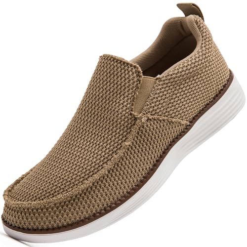 KTVHYW Herren Loafer Slip On Sneakers Slipper Schuhe Laufschuhe Mokassins Turnschuhe Sportschuhe Bequeme und Atmungsaktive Tennisschuhe-Khaki-46 von KTVHYW