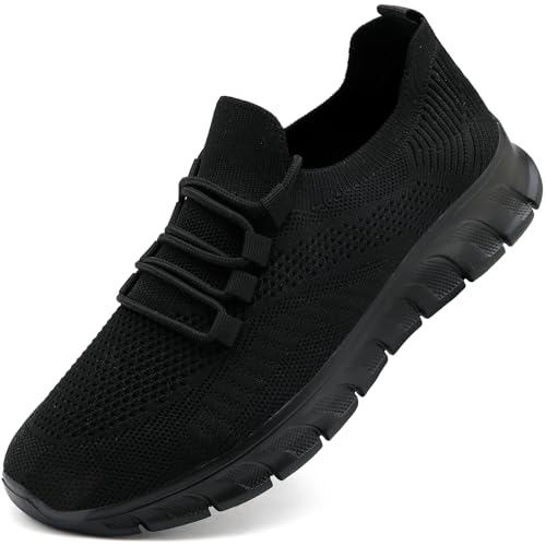 KTVHYW Herren Schuhe Schwarze Turnschuhe Sportschuhe Slip on Sneaker Laufschuhe Walkingschuhe StraßEnlaufschuhe Gym Sommerschuhe Atmungsaktive Männer 45 von KTVHYW