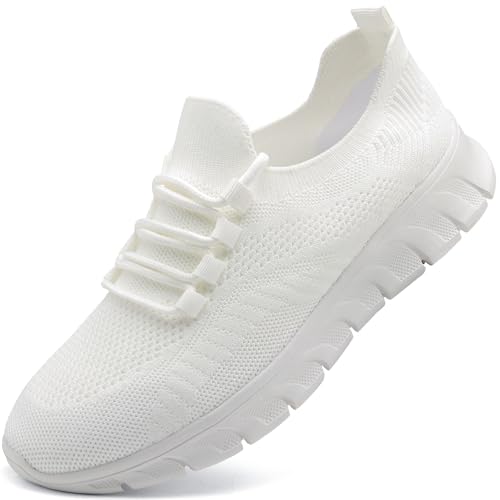 Sneakers Herren Weiß Sportschuhe Turnschuhe Laufschuhe StraßEnlaufschuhe Tennisschuhe Walkingschuhe Weisse Sommerschuhe Slip in Sport Shoes Slipper Männer 40 von KTVHYW