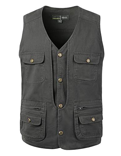 KTWOLEN Anglerweste Herren Outdoor Weste Leichte Sommerweste Hundesport Weste Baumwolle Funktionsweste Fotografie Jagd Arbeitsweste, Holzkohle, L von KTWOLEN