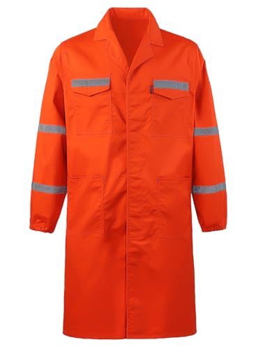 KTWOLEN Arbeitsmantel Herren Berufskittel mit Reflektierende Langen Ärmeln Berufsmantel Labor Kittel Handwerker Langer Mantel mit Knöpfen, Orange, XXL KTWOLEN Arbeitsmantel Herren Berufskittel mit Reflektierende Langen Ärmeln Berufsmantel Labor Kittel Handwerker Langer Mantel mit Knöpfen, Orange, XXL von KTWOLEN