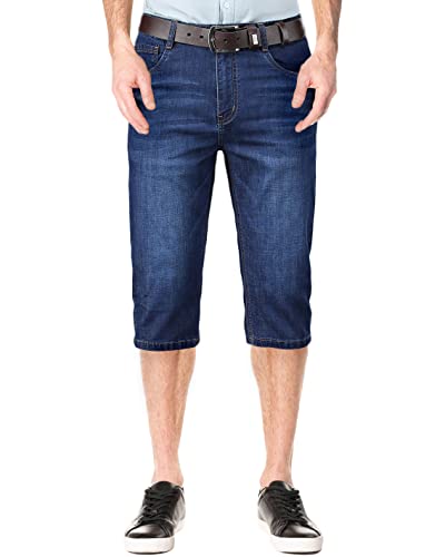 KTWOLEN Herren 3/4 Jeans Shorts Stretch Bermuda Denim Hose Leinen-Shorts Sommer Kurze Hose ohne Guertel von KTWOLEN