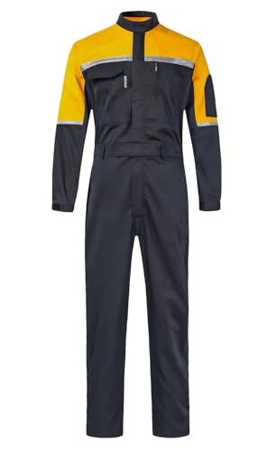 KTWOLEN Herren Arbeitsoverall Rallyekombi Reißverschluss Arbeitsmechanikern Overall Reflektierende Arbeitsanzug Arbeitskombi Arbeitskleidung, Schwarz, L von KTWOLEN