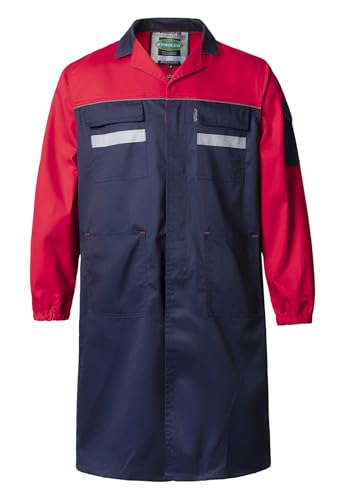 KTWOLEN Herren Berufsmantel Arbeitskleidung Arztkittel Berufskittel Arbeitsmantel Lang Werkstatt Mantel Labor Kittel mit mehrere Taschen, Rot, M von KTWOLEN