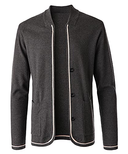 KTWOLEN Herren Cardigan Weste Strickjacke mit Offener Frontverschluss Slim Fit Sweat-Jacke Feinstrick Langarm Winter Sweatjacke von KTWOLEN