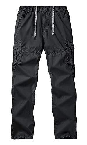 KTWOLEN Herren Cargo Hose Baumwolle Outdoor Hose Freizeit Militär Hose Hiking Arbeitshosen Männer Tactical Hose mit vielen Taschen Combat Outdoor-Hose Trekkinghose (B-Schwarz, XL) von KTWOLEN