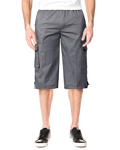 KTWOLEN Herren Cargo Shorts Bermuda Kurze Hose Baumwolle Outdoor Sommer Freizeit Herrenshorts Kurz Cargohose mit 5 Taschen (Dunkelgrau, XXL) von KTWOLEN