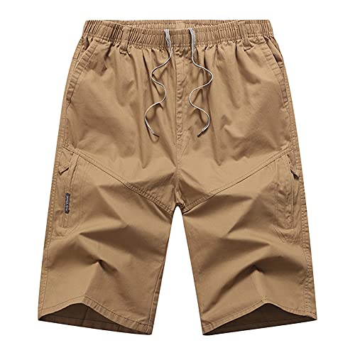 KTWOLEN Herren Cargo Shorts Bermuda Kurze Hose Baumwolle Sommer Shorts Arbeitshose Gummibund Lässig Atmungsaktiv Hose von KTWOLEN