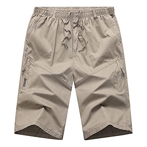 KTWOLEN Herren Cargo Shorts Bermuda Kurze Hose Baumwolle Sommer Shorts Arbeitshose Gummibund Lässig Atmungsaktiv Hose von KTWOLEN