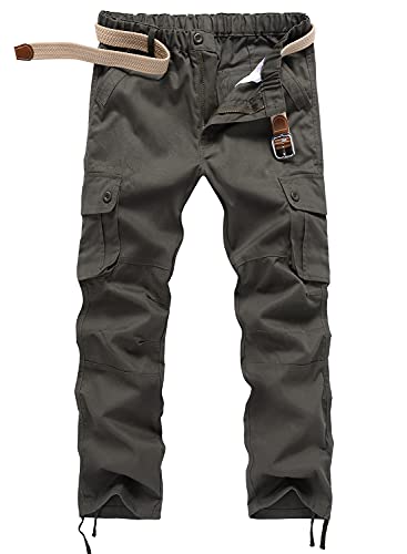 KTWOLEN Herren Cargohose Baumwolle Wanderhose Funktionshose Trekkinghose Freizeit Outdoorhose Männer Arbeitshose mit Multi Taschen, Armeegrün, XXL von KTWOLEN