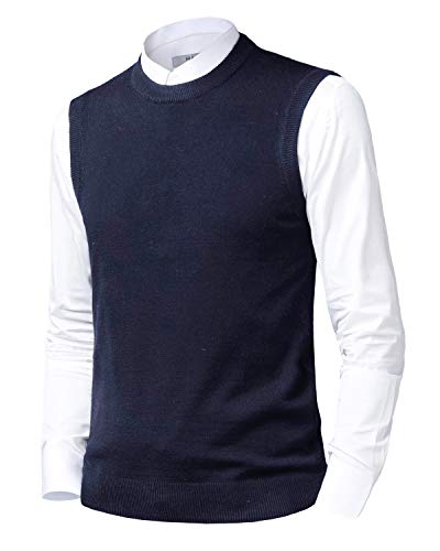 KTWOLEN Herren Pullunder V-Ausschnitt Strickweste Slim Fit Ärmellose Pullover Winter Pullover Weste Freizeit Business Wollweste Pulloverwestee für Männer, B-Blau, XS von KTWOLEN