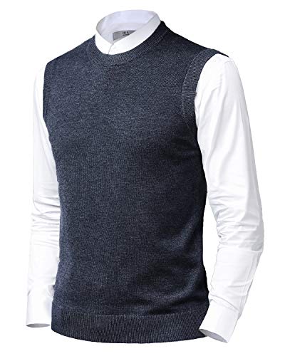 KTWOLEN Herren Pullunder V-Ausschnitt Strickweste Slim Fit Ärmellose Pullover Winter Pullover Weste Freizeit Business Wollweste Pulloverwestee für Männer, B-Holzkohle, XL von KTWOLEN