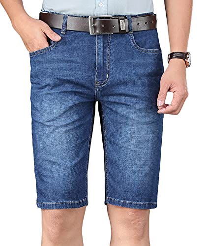 KTWOLEN Herren Jeans Shorts Slim Fit Kurze Hose Sommer Denim Short Baumwolle Bermuda Kurze Jeanshose ohne Gürtel von KTWOLEN