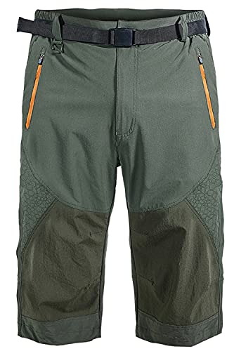 KTWOLEN Herren Leichte 3/4 Wanderhose Cargo Shorts Sommer Kurz Hose mit Multi Taschen Schnelltrocknend Bermuda Shorts Funktionsshorts Trekking Kurz Hose von KTWOLEN