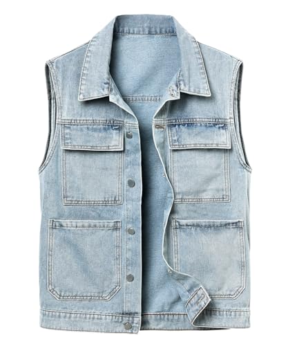 KTWOLEN Herren Kutte Jeansweste Motorrad Denim Weste Freizeit Ärmellos Jeansjacke Rocker Biker Jeans Weste für Männer, Blau, XXL KTWOLEN Herren Kutte Jeansweste Motorrad Denim Weste Freizeit Ärmellos Jeansjacke Rocker Biker Jeans Weste für Männer, Blau, XXL von KTWOLEN
