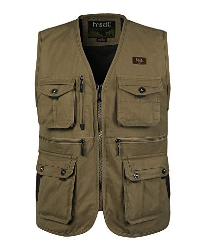 KTWOLEN Herren Anglerweste Funktionsweste Fotografie Jagdweste Outdoor Hundesport Weste Ärmellos Fischerjacke Arbeitsweste mit Vielen Taschen, Braun, M von KTWOLEN