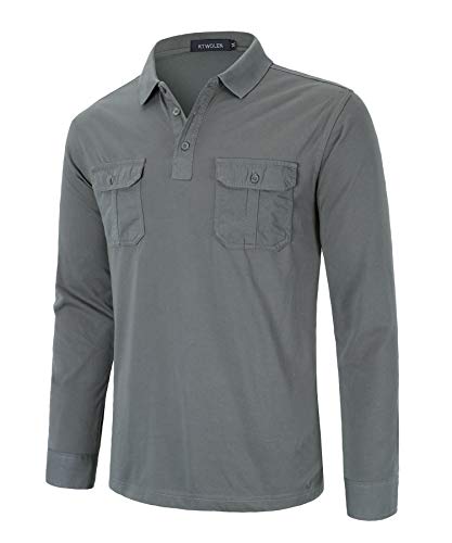 KTWOLEN Herren Poloshirt Langarm Baumwolle Slim Fit Golf T-Shirt Klassischer Casual Polo Shirts Polohemd Tops von KTWOLEN