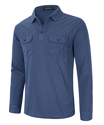KTWOLEN Herren Poloshirt Langarm Baumwolle Slim Fit Golf T-Shirt Klassischer Casual Polo Shirts Polohemd Tops von KTWOLEN