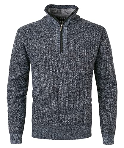 KTWOLEN Herren Pullover Fleece Gefüttert Langarm Strickpullover mit Stehkragen Winterpullover Fleecepullover Feinstrick Sweat Sweatshirt Pullover mit Reißverschluss, Dunkelgrau, XL von KTWOLEN