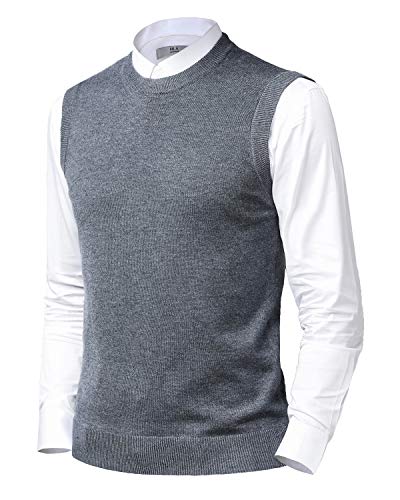 KTWOLEN Herren Pullunder V-Ausschnitt Strickweste Slim Fit Ärmellose Pullover Winter Pullover Weste Freizeit Business Wollweste Pulloverwestee für Männer, B-Grau, L von KTWOLEN