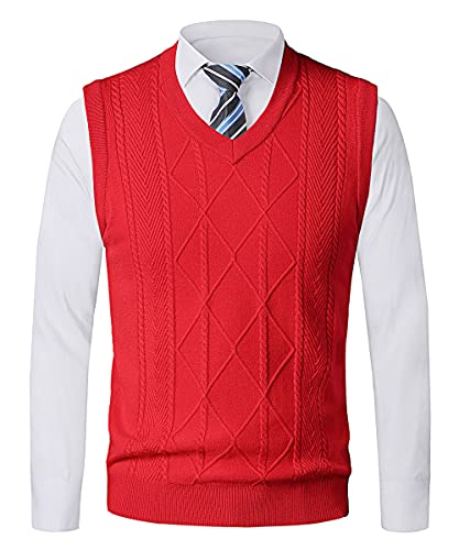 KTWOLEN Herren V-Ausschnitt Pullunder Einfarbig Feinstrick Leichte Strickweste Pullover Business Slim Fit Ärmellose Weste Cardigans für Männer von KTWOLEN