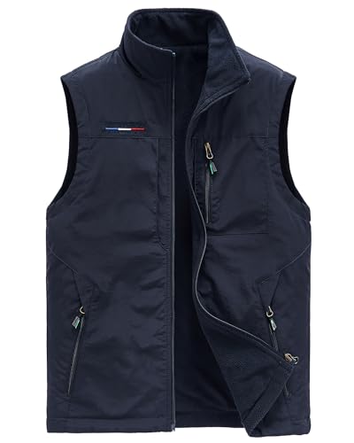 KTWOLEN Herren Wendeweste Freizeitweste Fleece gefüttert Outdoor Fleeceweste Safari Angeln Ärmellos Jacke Winterweste für Männer von KTWOLEN