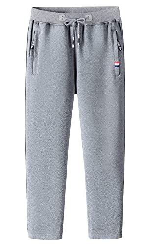 KTWOLEN Jogginghose Herren Trainingshosen Baumwolle Freizeithose Herren Lang mit Tunnelzug Slim Fit Sweatpants Herren mit Taschen, Hellgrau, M von KTWOLEN