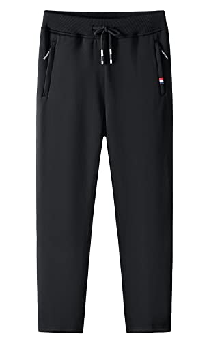 KTWOLEN Jogginghose Herren Trainingshosen Baumwolle Freizeithose Herren Lang mit Tunnelzug Slim Fit Sweatpants Herren mit Taschen, Schwarz, L von KTWOLEN