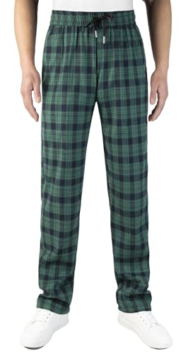KTWOLEN Karohose Herren Jogginghose Trainingshose Sporthose mit Gummibund Kariert Hose Freizeithose für Männer Loungehose mit Taschen, Grün, XXL von KTWOLEN
