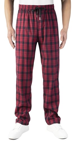 KTWOLEN Karohose Herren Jogginghose Trainingshose Sporthose mit Gummibund Kariert Hose Freizeithose für Männer Loungehose mit Taschen, Rot, M von KTWOLEN