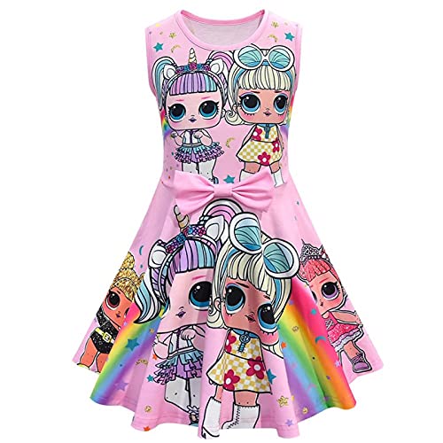 KTZAJO Puppe, Cartoon, Kleinkind, Mädchen, Schleife, Kleid, Kinder, Kinder, Puppen, Cartoon-Kleid, Schwarz, Kindergröße: 110 (3 4T)) von KTZAJO