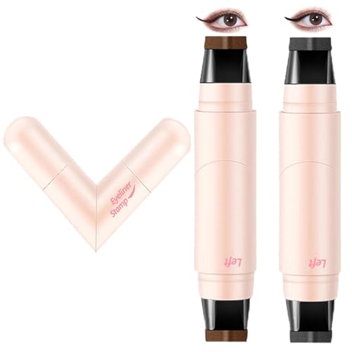 2 Pack Wing Eyeliner Stempel,Flüssiger Gel Wasserfester Natürlicher Cat Eye Wimpernstempel,Langlebig,Wischfest,Faltbare Augenschablone Makeup Eyeliner Tool(Schwarz+Braun) von KTouler