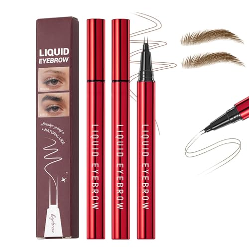 2Pcs Microblading Augenbrauenstift,Wasserfest Wischfest Langanhaltend Eyebrow Pencil,2 Gabelspitzen für Definierte Brauen Natürlich Aussehende,Haarähnliche Augenbrauen Makeup (Hell Braun, 1Pcs) von KTouler