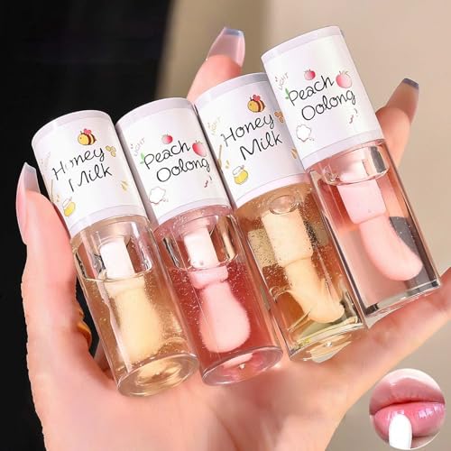 4Pcs Nährendes Getöntes Lip Oil Set,Feuchtigkeitsspendendend Lippenöl,Lipgloss Flavoring Oil,Lipgloss Base,Lang anhaltend, Pflegend für Frauen und Mädchen 4Pcs Nährendes Getöntes Lip Oil Set,Feuchtigkeitsspendendend Lippenöl,Lipgloss Flavoring Oil,Lipgloss Base,Lang anhaltend, Pflegend für Frauen und Mädchen von KTouler
