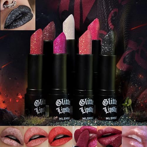 KTouler 7 Colors Matte to Glitter Shine Lipstick,Diamond High Pigmented Metallic Lips Makeup Long Lasting Waterproof Glitter Sparkly Glossy Lip Gloss for Women von KTouler