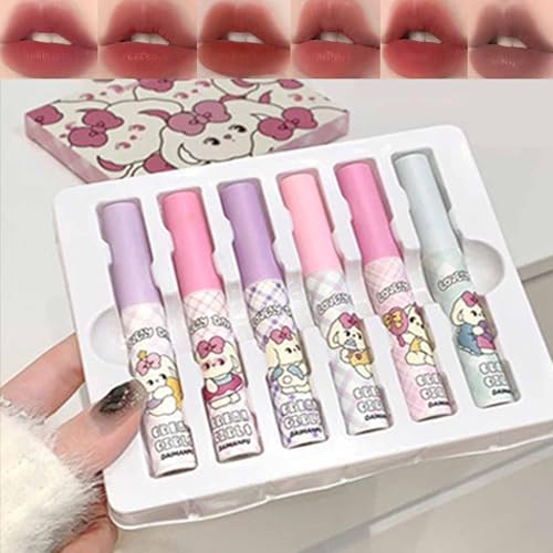 Matte Flüssiges Lippenstift Set Braun Rosa Nude Niedlich Lippenstift Lang mit Hoher Pigmentierter Farbe Lippen Makeup für Frauen 6Pcs von KTouler