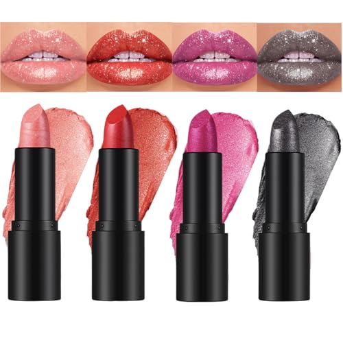 Sparkling Lip Gloss Glitter Shimmer Metallic Lipstick, Diamond Shiny Lipstick Moisturizer Waterproof Long Lasting Non-sticky For All Skin Tones von KTouler