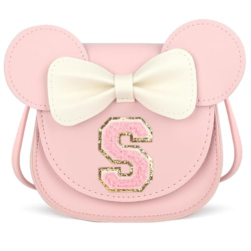 KU Geschenk Mädchen Little Mouse Ear Bow Crossbody Purse, PU Mini Handtasche -Tasche Umhängetasche für Kinder Mädchen Kleinkinder für 2-8 jahre-S von KU