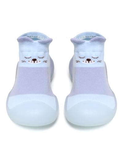 KU Sockenschuhe Baby Krabbelschuhe Baby, Lauflernschuhe Kinder Socke mit Gummisohle Rutschfeste Hüttenschuhe für Mädchen Junge （6-12 Monate） von KU