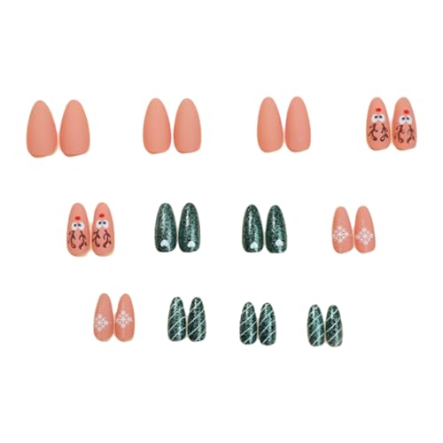 Elks Kunstnägel, zum Aufkleben, glitzernde künstliche Nägel, Mandelform, künstliche Nägel, Weihnachten, zum Aufdrücken der Nägel für Frauen von KUAIYIJU