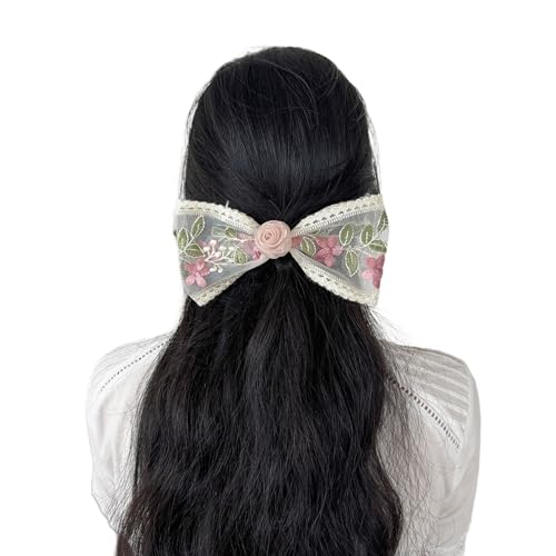 Haarschleifen mit Blumenmuster, bestickt, chinesische Schleife, Haarspange, Damen-Haarhalter, rutschfeste Haarspangen, Haarwerkzeug, Schleife, Haarspange von KUAIYIJU