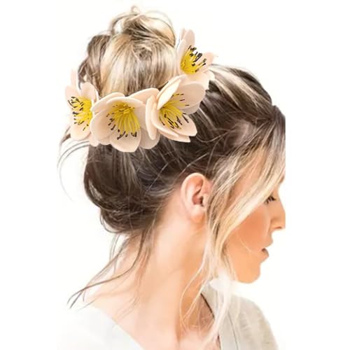 Hochsteckfrisur-Haargummis mit Blumenmotiv für Damen, elastisches Haarband, ästhetisches Haarband, realistischer Blumenhaarhalter von KUAIYIJU