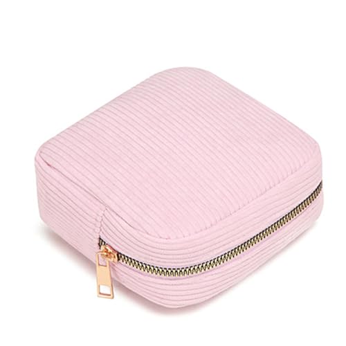 KUAIYIJU Corduroy Makuep-Tasche, kleine Münzbörse, modisch, einfarbig, Reißverschluss, Kosmetik-Aufbewahrung, Organizer, Kulturbeutel für Damen, rose von KUAIYIJU