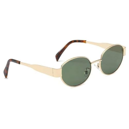 KUAIYIJU Damen-Sonnenbrille für Outdoor-Aktivitäten, modisch, lässig, UV-400, beliebte Brillen, coole Sonnenbrille, Goldener Rahmen, grüne Folie von KUAIYIJU