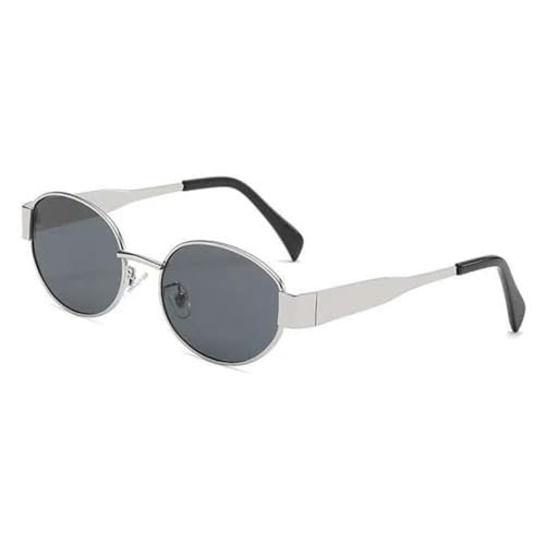 KUAIYIJU Damen-Sonnenbrille für Outdoor-Aktivitäten, modisch, lässig, UV-400, beliebte Brillen, coole Sonnenbrille, Silberfarbener Rahmen, schwarze Folie von KUAIYIJU