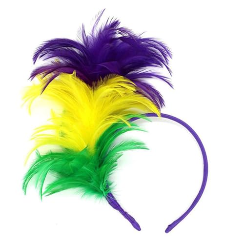 KUAIYIJU Feder-Stirnbänder, Cosplay, handgefertigtes Haar-Accessoire für Damen, Maskerade, Kopfschmuck, Mardi Gras Art Decros von KUAIYIJU