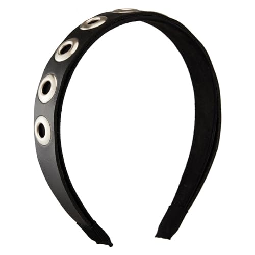 Vintage Punk Rock Haarband PU-Leder mit Haken Nieten Haarteile Unisex Haarschmuck für Partys und Festivals von KUAIYIJU